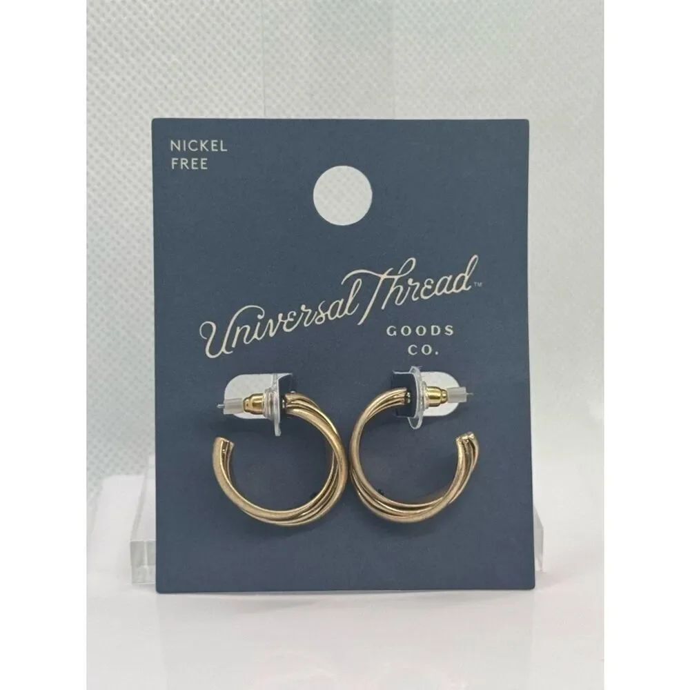 Universal Thread Gold Twisted Mini Hoop Earrings